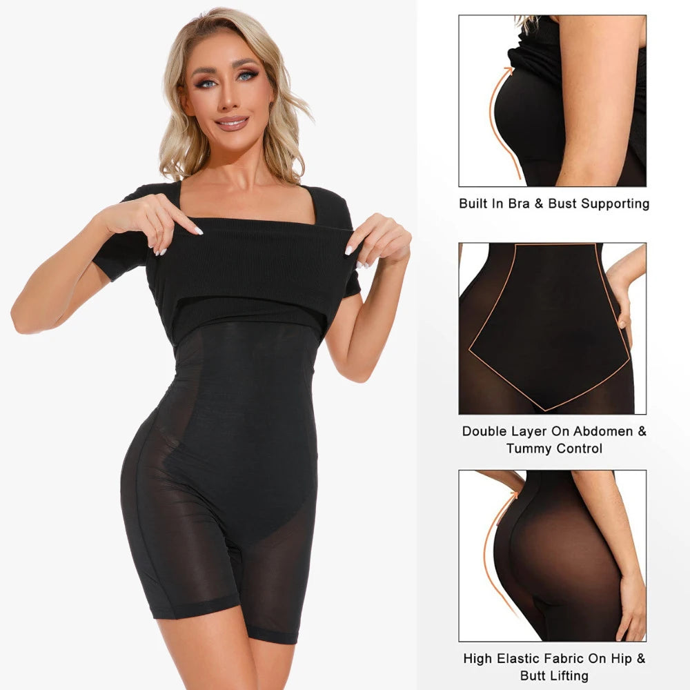 Shapewear Jurken Vrouwen Full Body Shaper Control Slips Gebouwd In Shapewear Bh In 1 Sexy Meisje Shaper Jurk Met Korte Mouwen