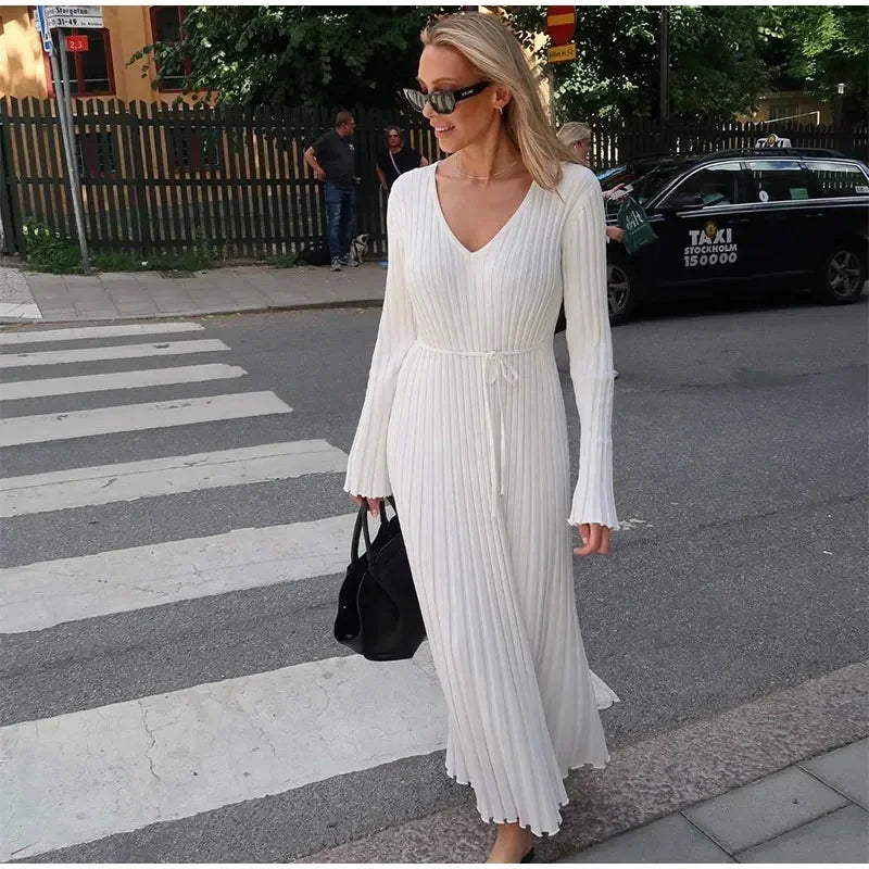 Celeste Elegance Ribbed Dress