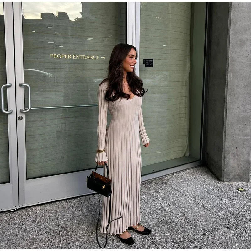 Celeste Elegance Ribbed Dress